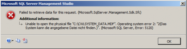 MS SQL Fehlermeldung