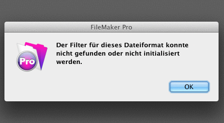 Filemaker Fehlermeldungen